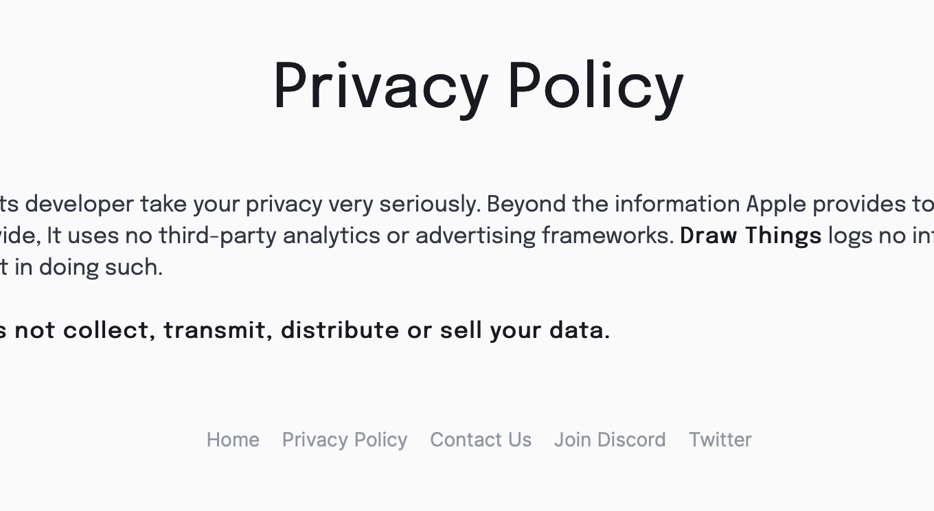 Draw Things Privacy Policy